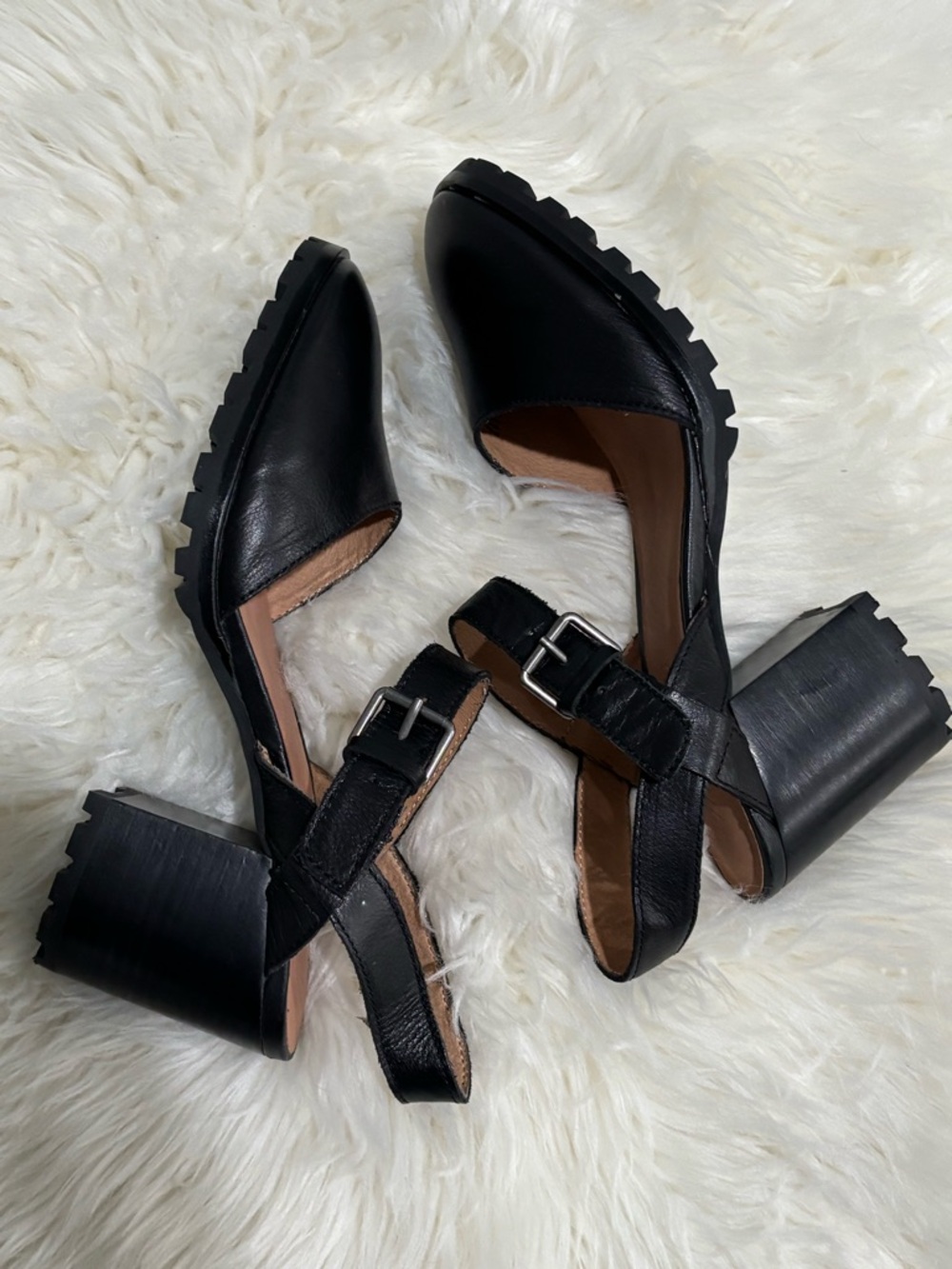 Madewell Claudie Lug Sole Mary Jeans Leather Black Size 8.5 - Picture 7 of 10